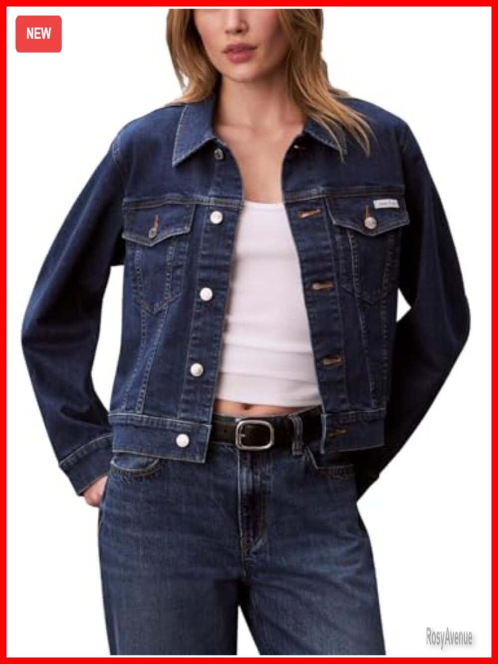 Womens Classic Denim Trucker Jacket Cotton Stretch Blue